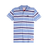 Bobson Japanese Men's Basic Striped Collared Shirt for Men Trendy Fashion High Quality Apparel Comfortable Casual Polo Shirt for Men Slim Fit 126584 (Light Blue)
