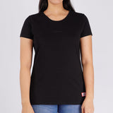 Bobson Japanese Ladies Basic Tees Missed Lycra Fabric Regular Fit 146352 (Black)