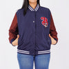Bobson Japanese Ladies Basic Varsity Jacket Loose Fit 131485 (Dark Navy)