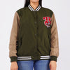Bobson Japanese Ladies Basic Varsity Jacket Loose Fit 131485 (Fatigue)