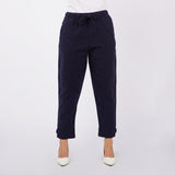 Bobson Japanese Ladies Basic Non-Denim Drawstring Pants 154422-U (Navy)