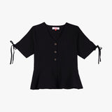 Bobson Japanese Ladies Basic Woven Shirt Boxy Fit 139758 (Black)