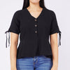 Bobson Japanese Ladies Basic Woven Shirt Boxy Fit 139758 (Black)