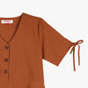 Bobson Japanese Ladies Basic Woven Shirt Boxy Fit 139758 (Brown)