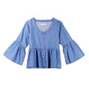 Bobson Japanese Ladies Basic Woven Blouse Regular Fit 142734 (Medium Wash)