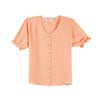 Bobson Japanese Ladies Basic Woven Button Down Blouse Relaxed Fit 152327 (Peach)