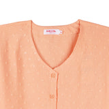 Bobson Japanese Ladies Basic Woven Button Down Blouse Relaxed Fit 152327 (Peach)