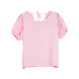 Bobson Japanese Ladies Basic Woven Shirt Boxy Fit 129045 (Pink)