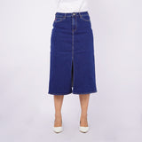 Bobson Japanese Ladies Basic Denim Skirt 157076 (Medium Shade)