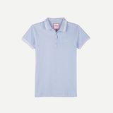 Bobson Japanese Ladies Basic Collared Shirt Missed Lycra Fabric Regular Fit 126449 (Chambray Blue)