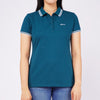 Bobson Japanese Ladies Basic Collared Shirt Missed Lycra Fabric Regular Fit 126449 (Teal)