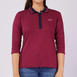 Bobson Japanese Ladies Basic Collared Shirt Slim Fit 133576 (Rumba Red)