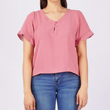 Bobson Japanese Ladies Basic Woven Shirt Boxy Fit 158230-U (Old Rose)