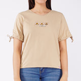 Bobson Japanese X Tom and Jerry Ladies Basic Tees Boxy Fit 163258-U (Light Brown)