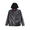 Bobson Japanese Men's Basic Leather Hoodie Jacket Regular Fit 161799 (Black)