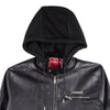 Bobson Japanese Men's Basic Leather Hoodie Jacket Regular Fit 161799 (Black)