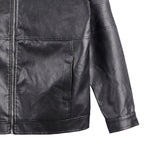 Bobson Japanese Men's Basic Leather Hoodie Jacket Regular Fit 161799 (Black)