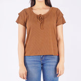 Bobson Japanese Ladies Basic Tees Boxy Fit 163640-U (Brown)