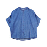 Bobson Japanese Ladies Basic Woven Shirt Relaxed Fit 154630 (Medium Wash)