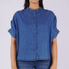 Bobson Japanese Ladies Basic Woven Shirt Relaxed Fit 154630 (Medium Wash)