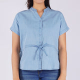 Bobson Japanese Ladies Basic Woven Shirt Loose Fit 163157 (Light Shade)