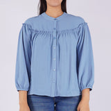 Bobson Japanese Ladies Basic Woven Shirt Regular Fit 154975 (Light Blue)