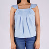 Bobson Japanese Ladies Basic Woven Shirt Boxy Fit 158924-U (Chambray Blue)