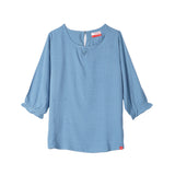 Bobson Japanese Ladies Basic Woven Top for Women Trendy Fashion High Quality Apparel Comfortable Casual Blouse for Women Regular Fit 130790-U (Light Blue)